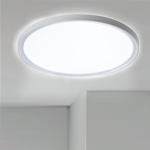 XMTECH Deckenlampe LED Deckenleuchte Flach Rund, 36W Ø28.5cm, Rund Badezimmer Lampe, Badlampe Decke Küchenlampen,IP44 Wasserfest, für Badezimmer, Schlafzimmer, Küche, Flur, Weiß