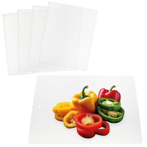 com-four® 4x flexibles Schneidebrett - biegsame Küchenunterlage 38 x 30,5 cm - lebensmittelechte Schneidematte aus Kunststoff - stabile Bastelunterlage für Haushalt, Hobby und Handwerken