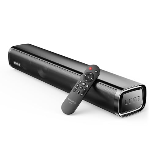 MEVOSTO Soundbar für TV Geräte PC Gaming Soundbar Mini 60W 2.1CH Integrierte Subwoofer Lautsprecher Computer mit USB Digital Audio/BT5.4/Optisch/AUX Voice Enhance 3 EQ Kompatibel Spielkonsolen-40cm