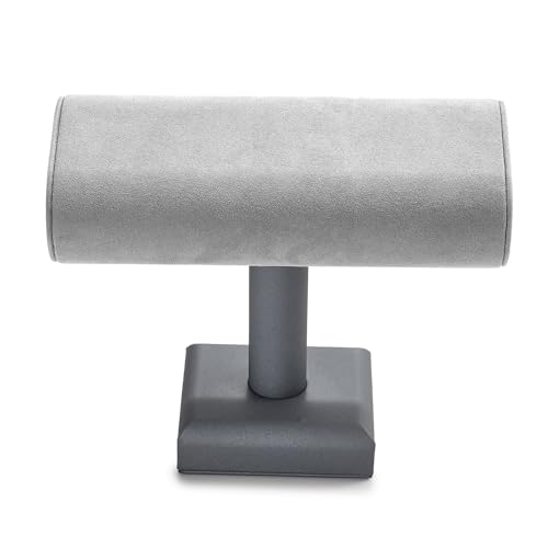 Oirlv Mikrofaser PU Leder T Ständer Schmuckständer für Schmuck, Uhren,Haarreifen,Armband(Hellgrau)