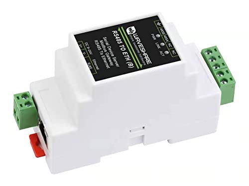 Waveshare RS485 to RJ45 Ethernet Converter Module, Industrial Rail-Mount RS485 Serial Server,TCP/IP to Serial Module,300~115200 bps Baudrate,10 / 100M Auto-negotiation RJ45 connector