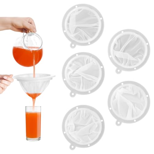 Hevysuo 5 Stück Feines Sieb Filter,100/120/200/300/400 Mesh Ultrafeines Trichterfilter,Nylon PP Weinfilter für die Filterung von Milch,Saft,Wein,Sojamilch,Weiße