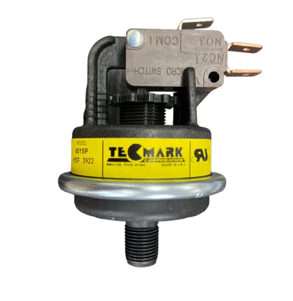 Tecmark Corp USA Druckwächter Umschalter Schalter pneumatisch einstellbar 70 bis 420 mbar, einpoliger Umschalter, Gewindeanschluß 1/8" NPT, 25A UL/CSA