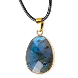 Generisch Labradorit Halskette,Kristall Halskette,Stein Halskette Mondstein Anhänger - Natürlicher blauer Labradorit-Anhänger, Halskette, Halsband, Mondstein-Schmuck für Unisex