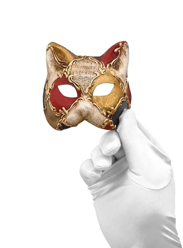 Maskworld Gatto Piccolo scacchi Colore Musica - Venezianische Miniatur-Deko-Maske in Handarbeit gefertigt - Dekoration oder Geschenk für Karneval, Halloween & Motto-Party