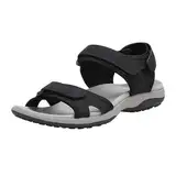 TIAROOTT Wandersandale Damen mit Klettverschluss Zehe Wandern Outdoor Sandalen Rutschfest Sommersport Sandalen Sportliche Ledersandalen für Damen, Schwarz, Gr.40