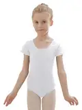 zffriction Ballettanzug Mädchen Ballettkleidung Kinder Ballett Trikot Turn-Leotards Gymnastik Turnanzug Trikot aus Baumwolle für Mädchen Damen(130,Weiß)