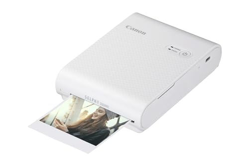 Canon SELPHY SQUARE QX10 Mini Fotodrucker mobil tragbar unterwegs (quadratischer Druck 6,8 x 6,8cm mit Kleberückseite, eingebauter Akku, WLAN, Canon App, Thermosublimation) weiß [+ 3er Druck-Set]