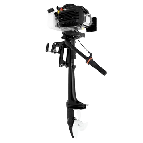 MINRS Aussenborder Benzinmotor 4 Ps 4-Takt 55cc Fischerboot Motor Profi Außenbordmotor, Luftkühlung, Kraftstoffsparend Manueller Start für Schlauchboote Fischerboote Angelboot