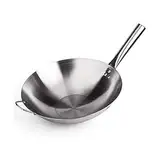 SILAAI Wok Edelstahl unbeschichtet, spülmaschinengeeignet,Stahlwok mit rundem Boden (Größe : 36cm/14.1in)