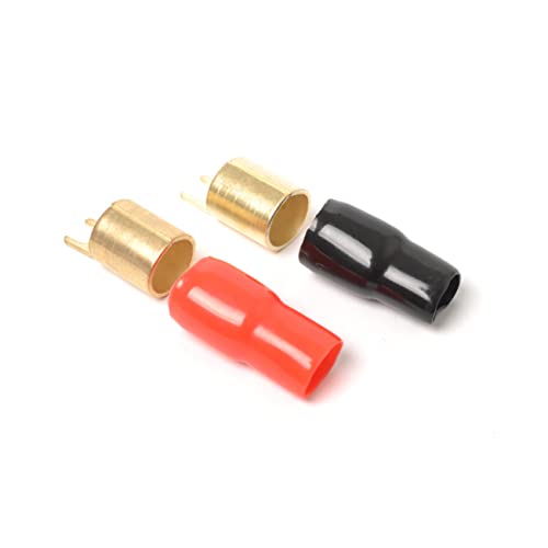 NAMOARLY 1 Paar Vergoldete 0 Gauge Crimpverbinder Für Lautsprecherkabel Kupfer Adapter Mit Flachstecker Crimp Barriere Rot Und Schwarz Ideal Für Stabile Verbindungen Und