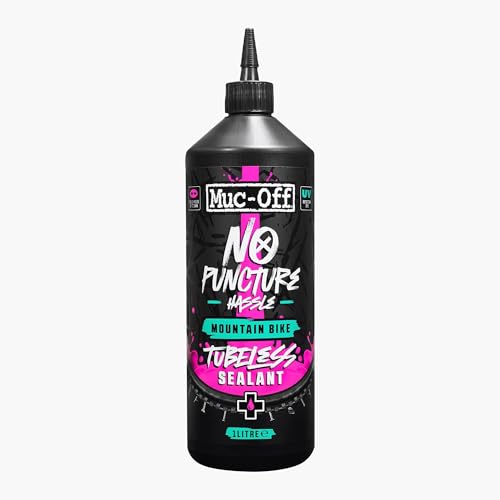 Muc Off No Puncture Hassle Tubeless Sealant Reifendichtmittel, 1 l - Hochwertiges Reifendichtmittel für Schlauchlose Fahrradreifen mit UV-Tracer-Farbstoff, Dichtet Risse und Löcher Bis Zu 6 mm ab