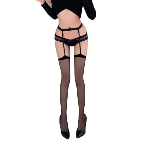 Ruayia Strapsstrümpfe für Damen, Halterlose Strümpfe, 20 DEN Sexy Elasthan Strapsstrümpfe - Schwarz
