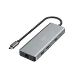 Hama USB-Hub 9 Ports (4x USB-A, 1x USB-C Daten, 1x USB-C Power, 2x HDMI, 1x LAN/Ethernet, Ultra-HD 4K, bis zu 5 Gbit/s, MST für mehrere Bildschirme, Thunderbold, Power Delivery) Aluminium