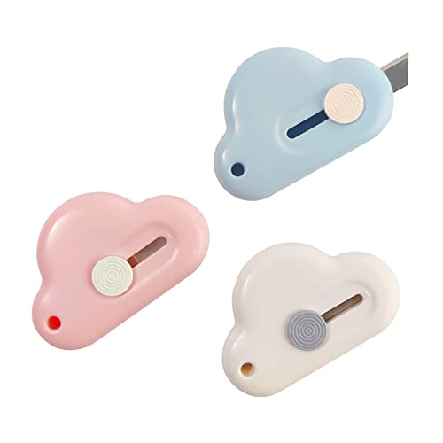 3 Pcs Mini Box Cutter, Cloud Utility Messer, Einziehbarer Brieföffner, Tragbar Kartonöffner, Standard Cutter, Brieföffner, Für Pappe, Papier, Schachtel