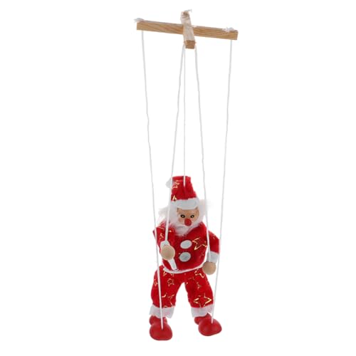 Abaodam Zugschnur Marionette Weihnachtsmann Holzspielzeug für Lustige Kreative Puppenspielerei Fantasie und Kommunikation Weihnachtsdekoration