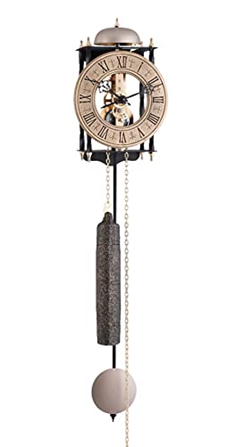 Hermle Uhrenmanufaktur Skelett-Pendelwanduhr, Schmiedeeisen, Gold, 62cm x 15cm x 10cm