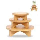 Tefola 3 PCS Blumenhocker Holz, 50 Pfund Gewichtskapazität Ausstellungsständer für Holzhocker, Abnehmbar Klein Holzschemel für Präsentation von Pflanzen, Tischdekorationen, Büchern Oder Geschenken