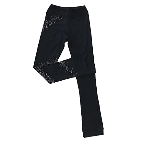 Perfeclan Schlittschuhhose Atmungsaktive Eiskunstlauf Strumpfhose Leggings Mädchen Rollschuh Skating Eislauf Strumpfhose Eiskunstlauf Leggings für Kinder und Erwachsene, mit Kristall, 140cm