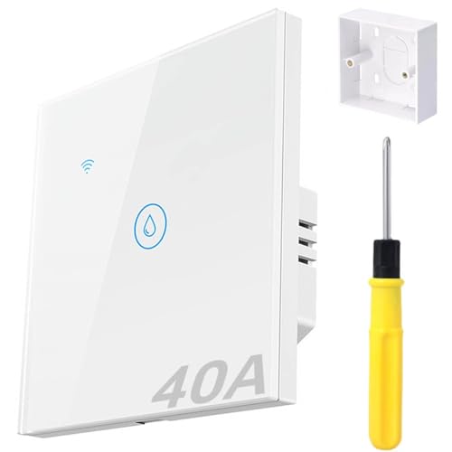 Acmerota Elektrischer Durchlauferhitzer Intelligenter Schalter 8KW maximal für untertischboiler 5 liter niederdruck 40A 2,4G WIFI Smart Wall Touch-Kesselschalter Timer Schalter Funktioniert mit Alexa
