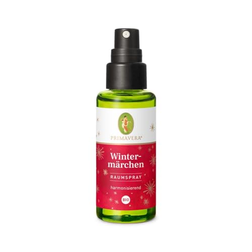 PRIMAVERA Wintermärchen Raumspray bio 50 ml - Duftspray aus 100% naturreinen ätherischen Ölen, würzig-warmer Duft mit Zimtrinde bio, Kardamom bio, Orange bio, Mandarine bio