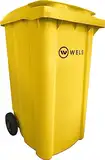 WELS gelbe Tonne 240L mit Deckel, Mülltonne 240 Liter, Restmülltonne 240L mit 2 Rädern, Mülltonne 240l, Mülleimer, Universaltonne, Müllgroßbehälter, Größe: 578x734x1080 mm, gelb RAL1018 (Gelb)