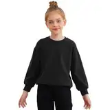 Miutii Unisex Kinder Sweatshirt Pullover Baumwolle Pulli Langarmshirt Sport Shirt Casual Jumper Tops Oberteile Für Jungen Mädchen Schwarz 122-128