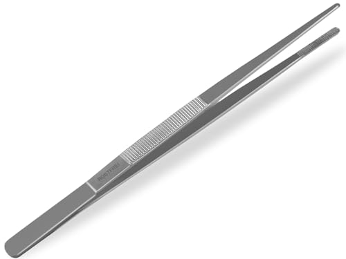 Küchenpinzette, Grillpinzette, Kochpinzette, Pinzette Edelstahl Gerade (35,0 cm) Silber
