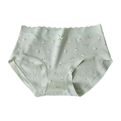 2025 Mittlerer Taille Sommer Weich Bequemes Jugendliches Design Nahtlose Tangas Atmungsaktive Frauen Set Bikini-Unterwäsche Damen Auslaufsicher Öffnungen (Light Green, L)