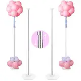 YALLOVE Heavy Duty Metall Ballon Säulen Stand Kit, 2m höhenverstellbaren Ballon Tower Halter für Innen- und Außenereignis und Party Dekoration, einfach zu montieren und zu demontieren, Satz von 2