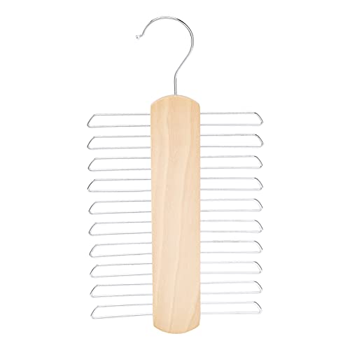 Amazon Basics Holz-Krawatten- und Gürtelhalter mit 20 Stangen, 2 Stück, 1er-Pack, Doppelpack, Natur