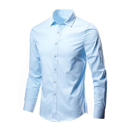 Generisch Hemd Herren-Hemd Langarm Slim-Fit Herren Hemden Langarm-Hemden Männer Freizeit-Hemd Business Polo Hemd Herren Moderno Hemd Herren Business Langarmshirt Herren Weiss