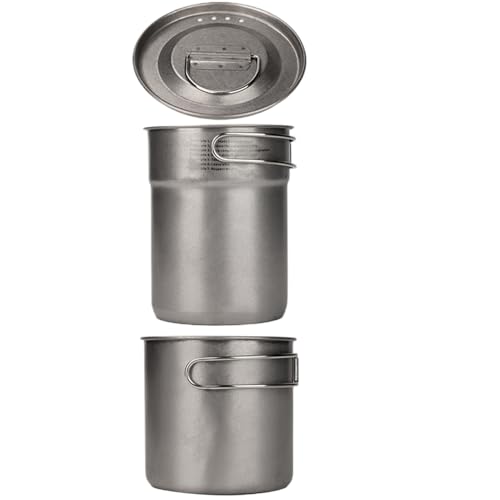 Camping Kochtopf,2X Camping Kochtopf Edelstahl | Klappgriff-Design Mit Tragbarer Tasse Als Küchenausrüstung Für Wandern, Bergsteigen Und Garten
