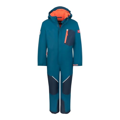 Trollkids Kinder Schneeoverall Isfjord, Madeira Blau/Tieforange, Größe 140