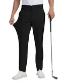 MoFiz Golfhosen Herren Stretch Hose Lange Arbeitshosen Slim Fit Männer Atmungsaktive Freizeithose Anzughose mit 5 Taschen Schwarz 32W / 30L