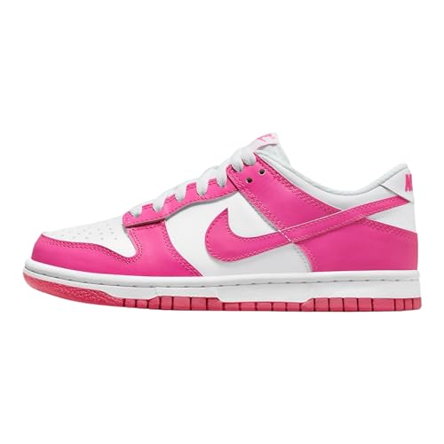 Nike Dunk Low Bg Big Kids Schuhe, Weiß/Laser-Fuchsia, 3.5 Big Kid