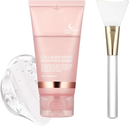 Collagen Night Wrapping Mask,Collagen Overnight Wrapping Peel Off Facial Mask Nacht Tiefenwirksame Feuchtigkeitsversorgung Elastische Feuchtigkeitsspendend Gesichtsmaske