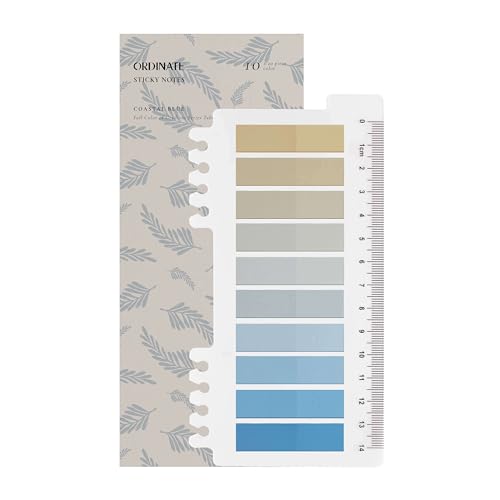 Ordinate 200 Stück Sticky Notes, Transparent Haftnotizen zum Markieren, Haftstreifen, Seitenmarkieren, Ästhetischer Haftnotizzettel, Full Color of Gradient (H-200 Stück Coastal Blue)