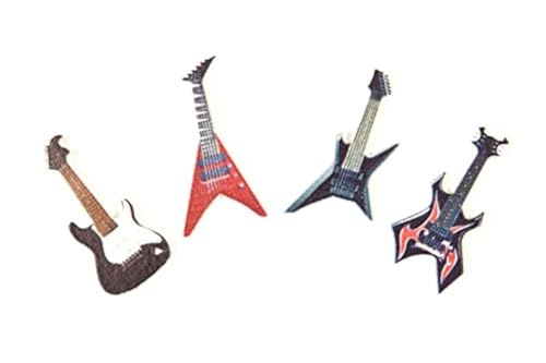 My Wedding Shop Streudeko aus lackiertem Holz Mini Gitarren für Musikfans, Gitarristen & Rocker - Inhalt 8 Stück pro Verpackungseinheit - Grösse pro Element 4cm