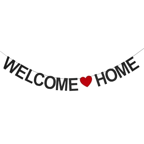 Willkommen Zuhause Banner, Herzlich Willkommen Welcome Home Deko Girlande, Schwarz Willkommen Zuhause Home Party Deko Girlande Zum Aufhängen Zimmern Höfen Dekoration Um Eine Atmosphäre Zu Schaffen