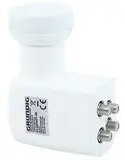 [Test SEHR GUT *] GSS Quad LNB Weiss für digital Satellitenschüssel - für 4 Teilnehmer Empfänger - 4fach 4-Fach - mit LTE Filter - für Sat Satelliten, HD, 4K, 0.1dB, extrem kälte- & hitzebeständig