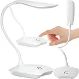 Retoo Schreibtischlampe LED mit Touch Dimmbare mit 3 Helligkeits, Schreibtischleuchte mit flexiblem Schwanenhals Büro Tischlampe, Tageslichtlampe, Nachttischlampe für Lesen, Arbeiten, Lernen, Weiß