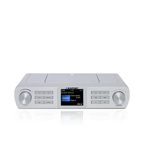 Blaupunkt KRD 100, Bluetooth Küchenradio mit DAB+, Unterbau Radio, DAB Plus, UKW, Multidisplay, Digitalradio mit Uhr, LED Licht, 2 Back Timer, Werkstatt Unterschrank Radio, Silber