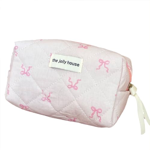 CRGANGZY Gesteppte Make-up-Tasche, Make-up-Aufbewahrungstasche, große Kapazität, Kosmetiktasche, ästhetische tragbare Kosmetiktasche aus Baumwolle für Outdoor-Reisen (Stil 3)
