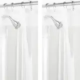 mDesign 2er-Set PVC-freier Duschvorhang aus PEVA – geruchloser, wasserfester Duschvorhang mit Magneten im Saum – ideal als Badewannenvorhang 183 cm x 183 cm – durchsichtig