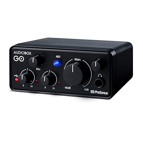 PreSonus AudioBox GO, USB-C-Audio-Interface für Musikproduktion mit Studio One Recording Software, Musik-Tutorials, Sound-Samples und virtuellen Instrumenten