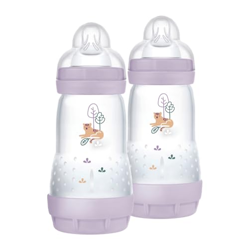 MAM Easy Start AC Babyflasche, 2er Set Babyflasche für Babys von 2-4 Monaten, 260 ml mit Sauger Fluss 2 für 2+ Monate aus SkinSoft Silikon, Rosa