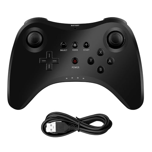 OSTENT Erweiterung Wireless Pro Controller kompatibel für Nintendo Wii U Gamepad Konsole Farbe Schwarz