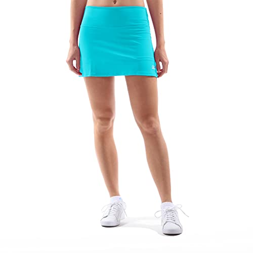 Sportkind Mädchen & Damen Tennis, Hockey, Golf Basic Skort, Rock mit Innenhose, atmungsaktiv, UV-Schutz, türkis, Gr. M