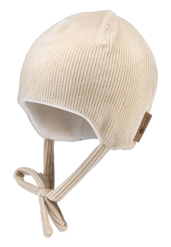 Sterntaler Beanie in Cord Optik Unisex - Baby und Kinder Mütze mit Ohrenklappen - gefüttert mit Baumwollfleece - Natur, 37